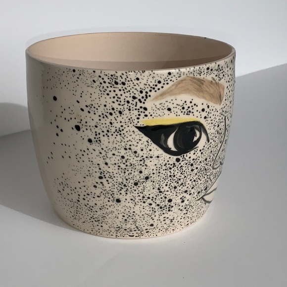 Handmade Studio Art Face Planter Home Decor Pottery Hand Painted Unique - Picture 6 of 8